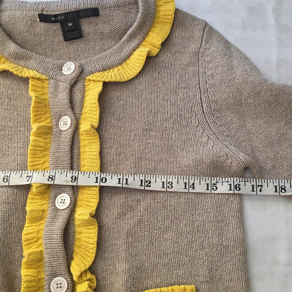 Marc Jacobs Beige‎ and Yellow Ruffle Cardigan
